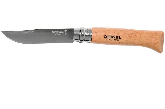 Opinel Pocket Knife No. 8 Classic, Stainless Steel, Leather Sheath, Beech 1 Opinel Pocket Knife No. 8 Classic, Stainless Steel, Leather Sheath, Beech