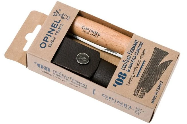 Opinel Pocket Knife No. 8 Classic, Stainless Steel, Leather Sheath, Beech 11 Opinel Pocket Knife No. 8 Classic, Stainless Steel, Leather Sheath, Beech - Image 11