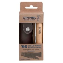 Opinel No.08 Stainless Steel Folding Knife With Sheath|-|No.08 Couteau Pliant En Acier Inoxydable Avec étui