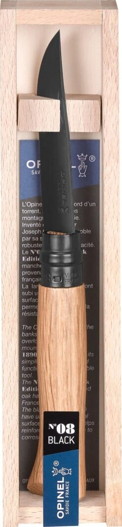 Opinel N°08 Chêne Black Oak Handle And Black Steel Blade|-|N°08 Chêne Black Edition Manche En Chêne Et Lame En Acier Noire -Opinel OPI 002172 7E 7EDetail1 20No 20Color