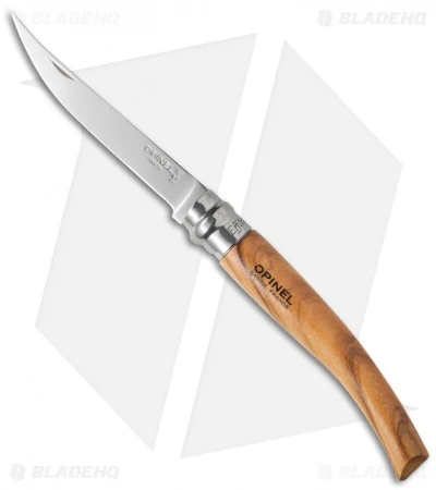 Opinel No 10 Slim Stainless Steel Knife Olive Wood W/Sheath (4" Satin) #10 1 Opinel No 10 Slim Stainless Steel Knife Olive Wood W/Sheath (4" Satin) #10