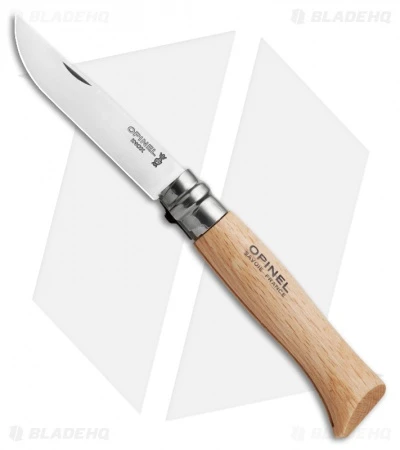 Opinel Knives No. 8 Stainless Steel Knife Beechwood (3.25" Satin) #8 1 Opinel Knives No. 8 Stainless Steel Knife Beechwood (3.25" Satin) #8