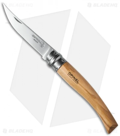 Opinel Knives No 8 Slim Stainless Steel Folding Knife Olive Wood (3.12" Satin) # 1 Opinel Knives No 8 Slim Stainless Steel Folding Knife Olive Wood (3.12" Satin) #