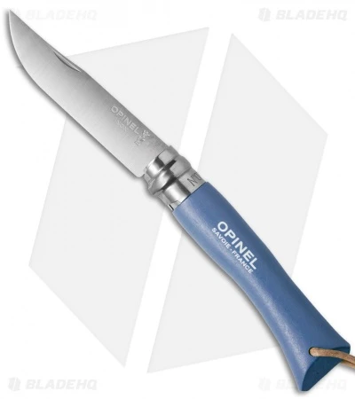 Opinel No 7 Trekking Stainless Steel Knife Blue + Leather (3.25" Satin) 1 Opinel No 7 Trekking Stainless Steel Knife Blue + Leather (3.25" Satin)