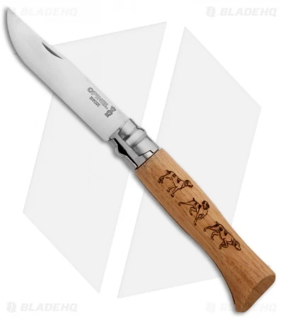 Opinel Knives No. 8 Stainless Steel Knife Oak (3.25" Satin) #8 SS Dogs 1 Opinel Knives No. 8 Stainless Steel Knife Oak (3.25" Satin) #8 SS Dogs
